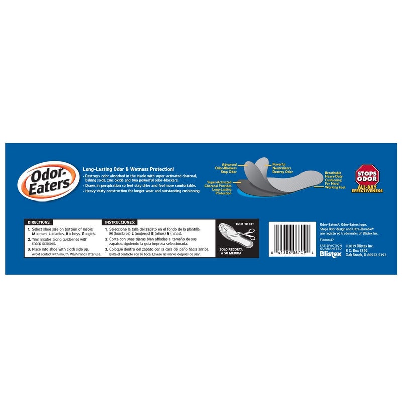 Odor-Eaters Ultra Durable, Heavy Duty Cushioning Insoles, 1 pair (Pack of 4) - Image 2